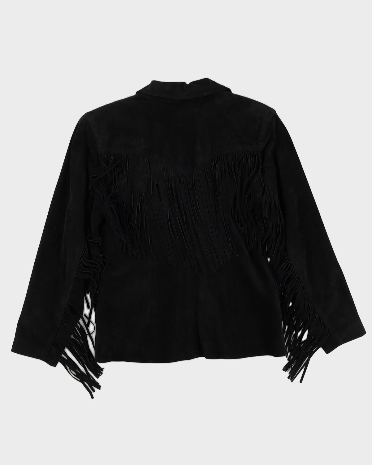 Vintage 80s Maxima For Henri Bendel Black Suede Tassel Jacket - L