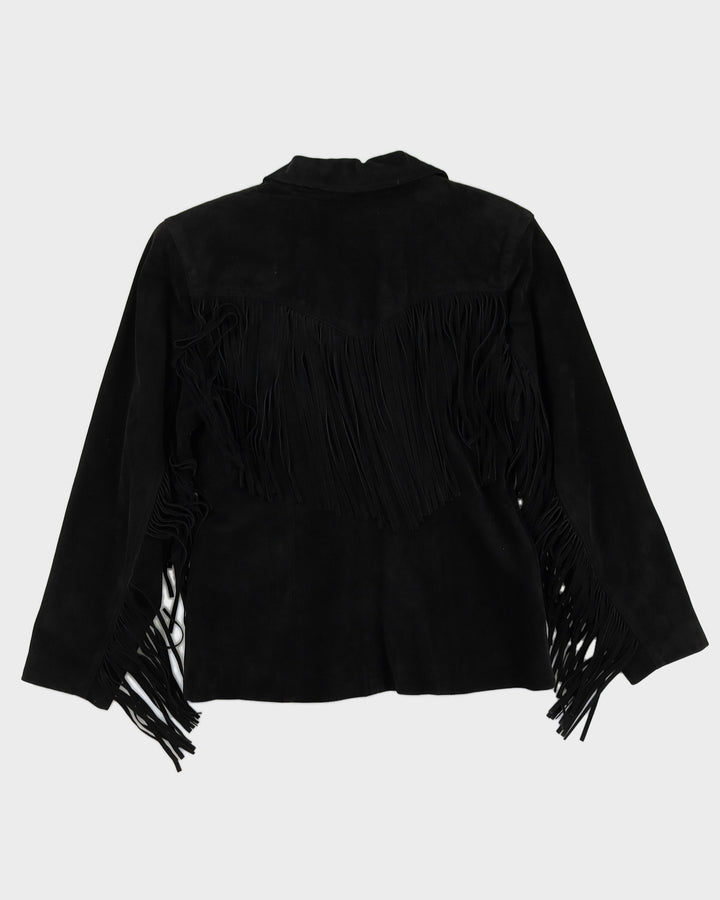 Vintage 80s Maxima For Henri Bendel Black Suede Tassel Jacket - L