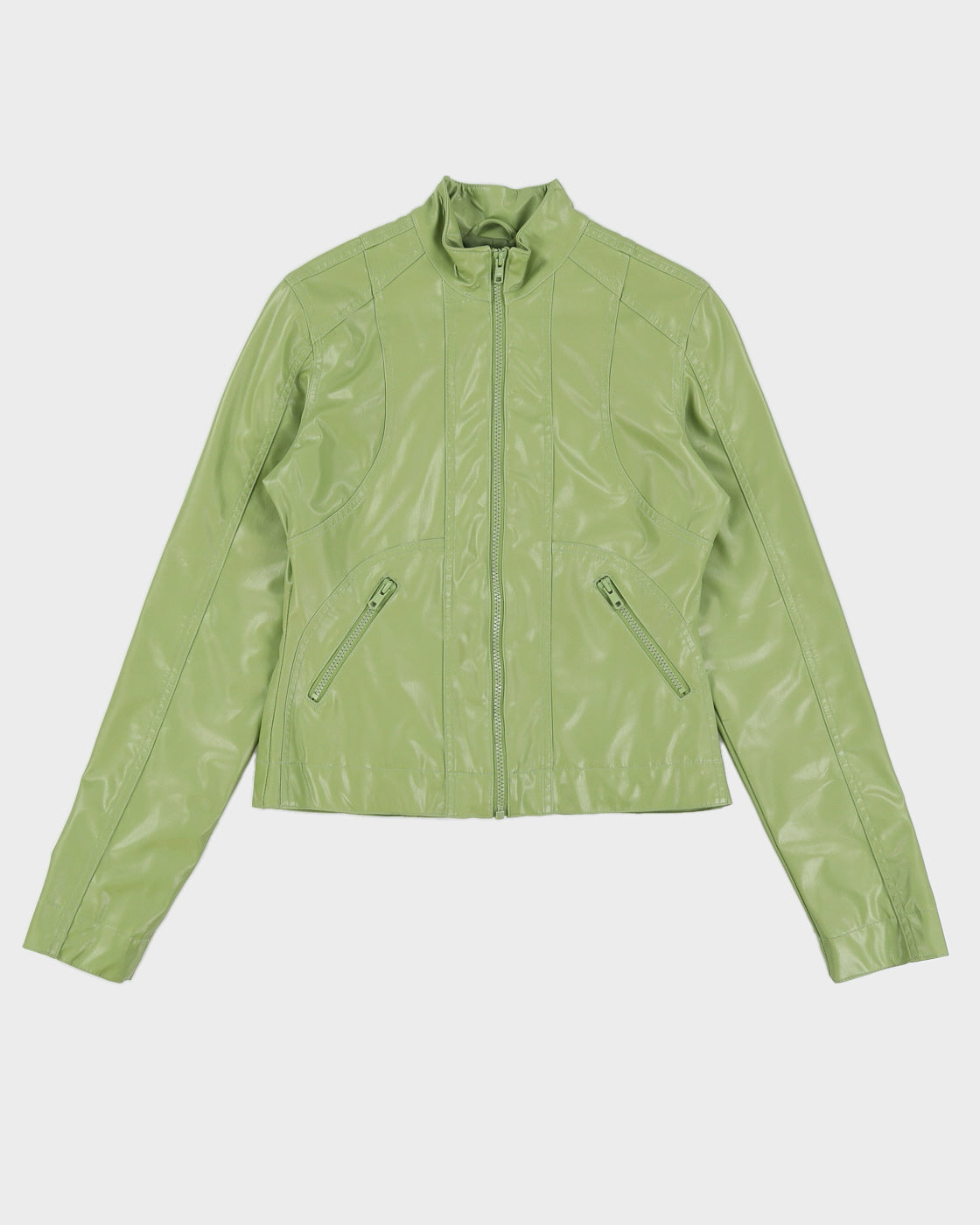 Y2K 00s RW & Co Green Pleather Moto Jacket - XS