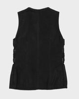 Vintage 90s Legatte Black Leather Waistcoat - S/M