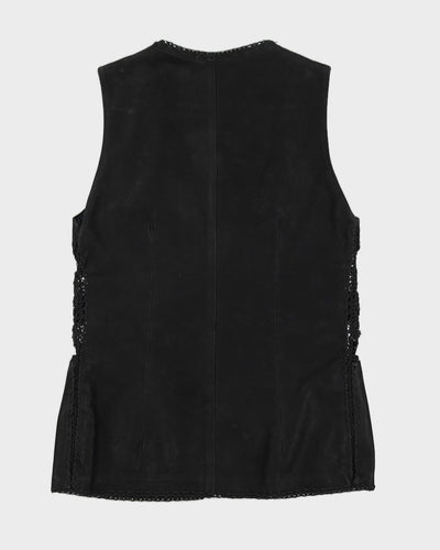 Vintage 90s Legatte Black Leather Waistcoat - S/M