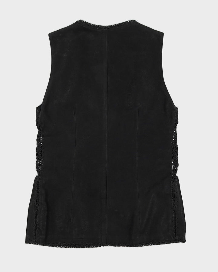 Vintage 90s Legatte Black Leather Waistcoat - S/M