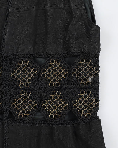 Vintage 90s Legatte Black Leather Waistcoat - S/M