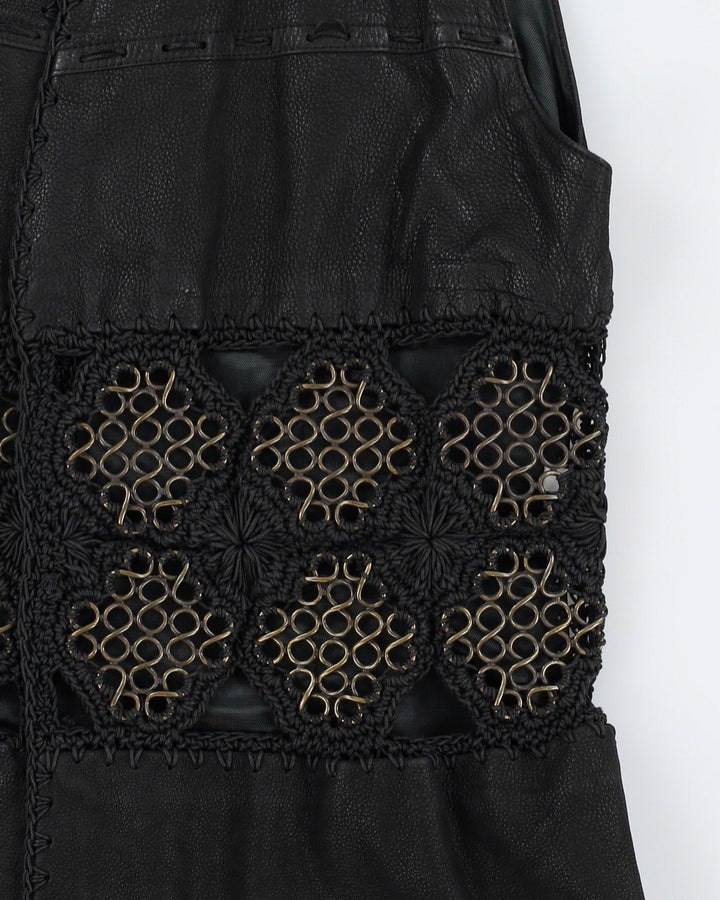 Vintage 90s Legatte Black Leather Waistcoat - S/M