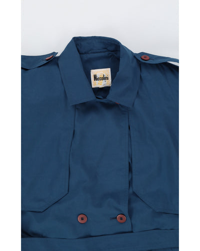 Vintage 80s Niccolini Blue Trench Coat - XL