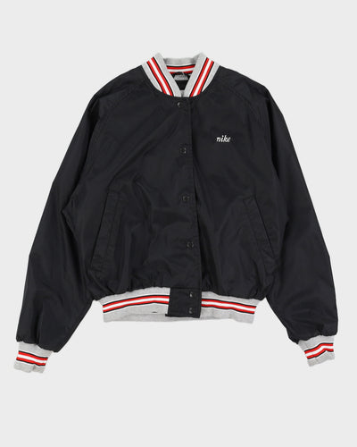 Vintage 90s Nike Black Embroidered Logo Bomber Jacket - M