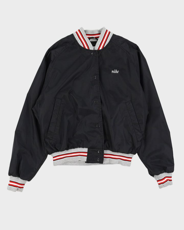 Vintage 90s Nike Black Embroidered Logo Bomber Jacket - M