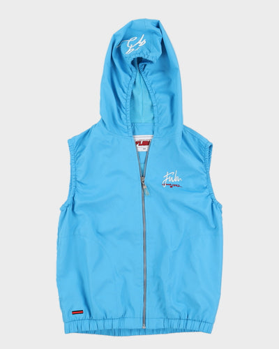 00s Y2K Fubu Blue Hooded Gilet - M