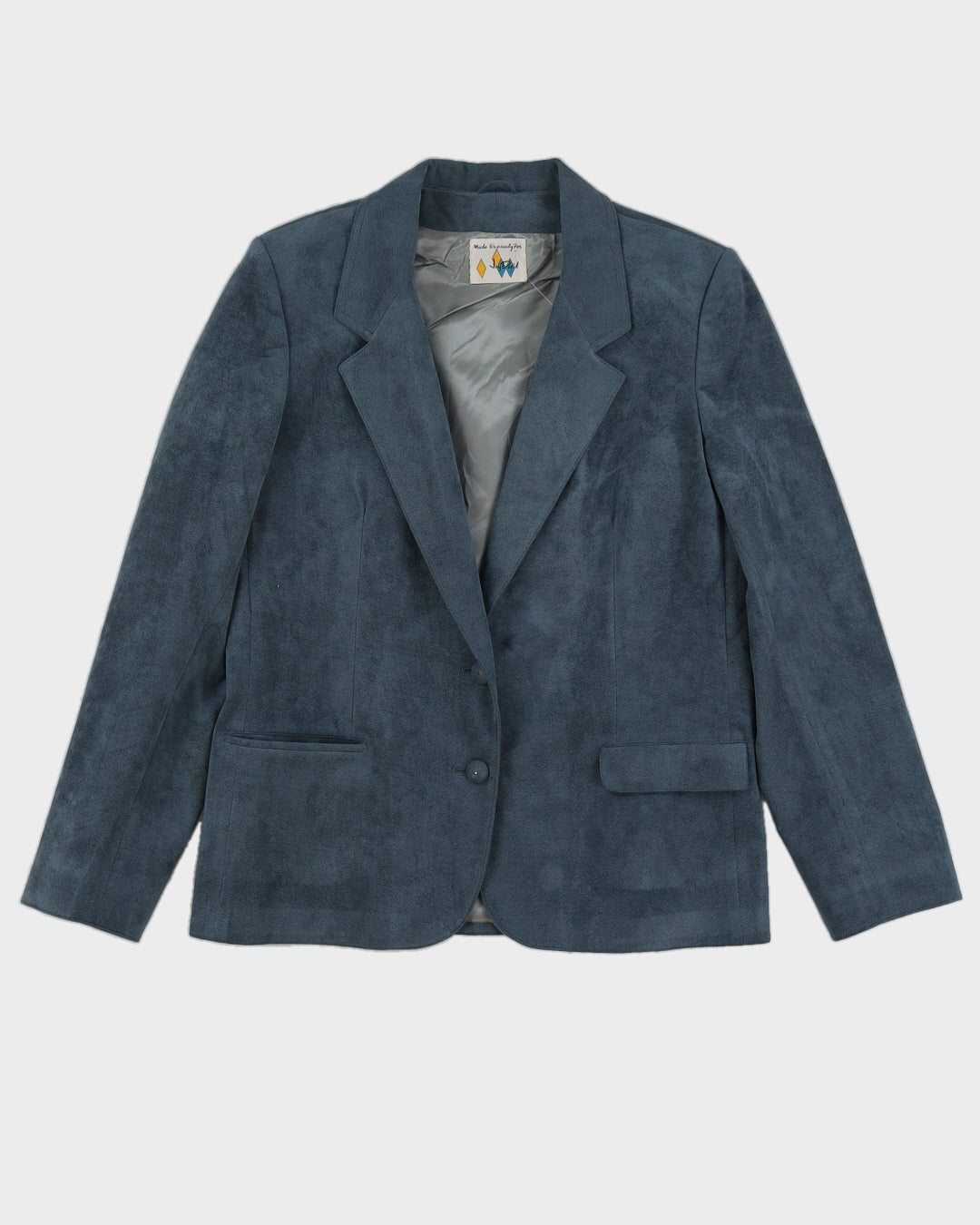 Vintage 80s Joy David Blue Suede Blazer - M