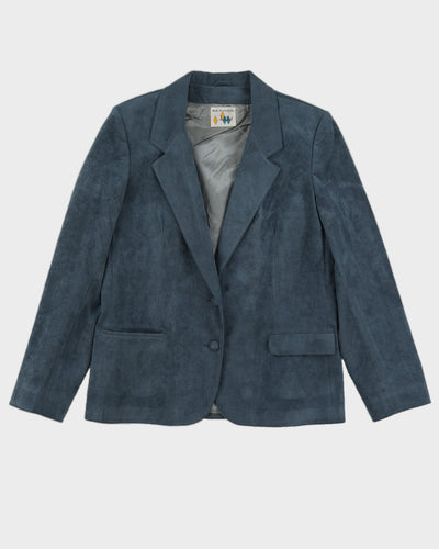 Vintage 80s Joy David Blue Suede Blazer - M