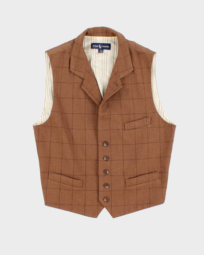 Vintage 90s Ralph Lauren Brown Wool Waistcoat - M
