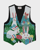 Vintage 90s Fashion Fantasy Sequin Easter Bunny Vest - M