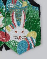 Vintage 90s Fashion Fantasy Sequin Easter Bunny Vest - M