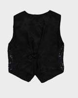 Vintage 90s Symbol 2000 Black Silk Sequin Vest - L