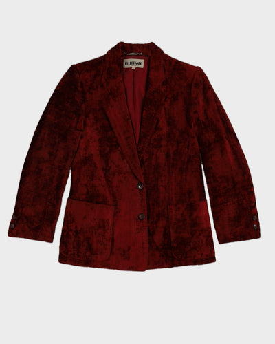 Vintage 80s Ellebranko Red Velour Blazer - S