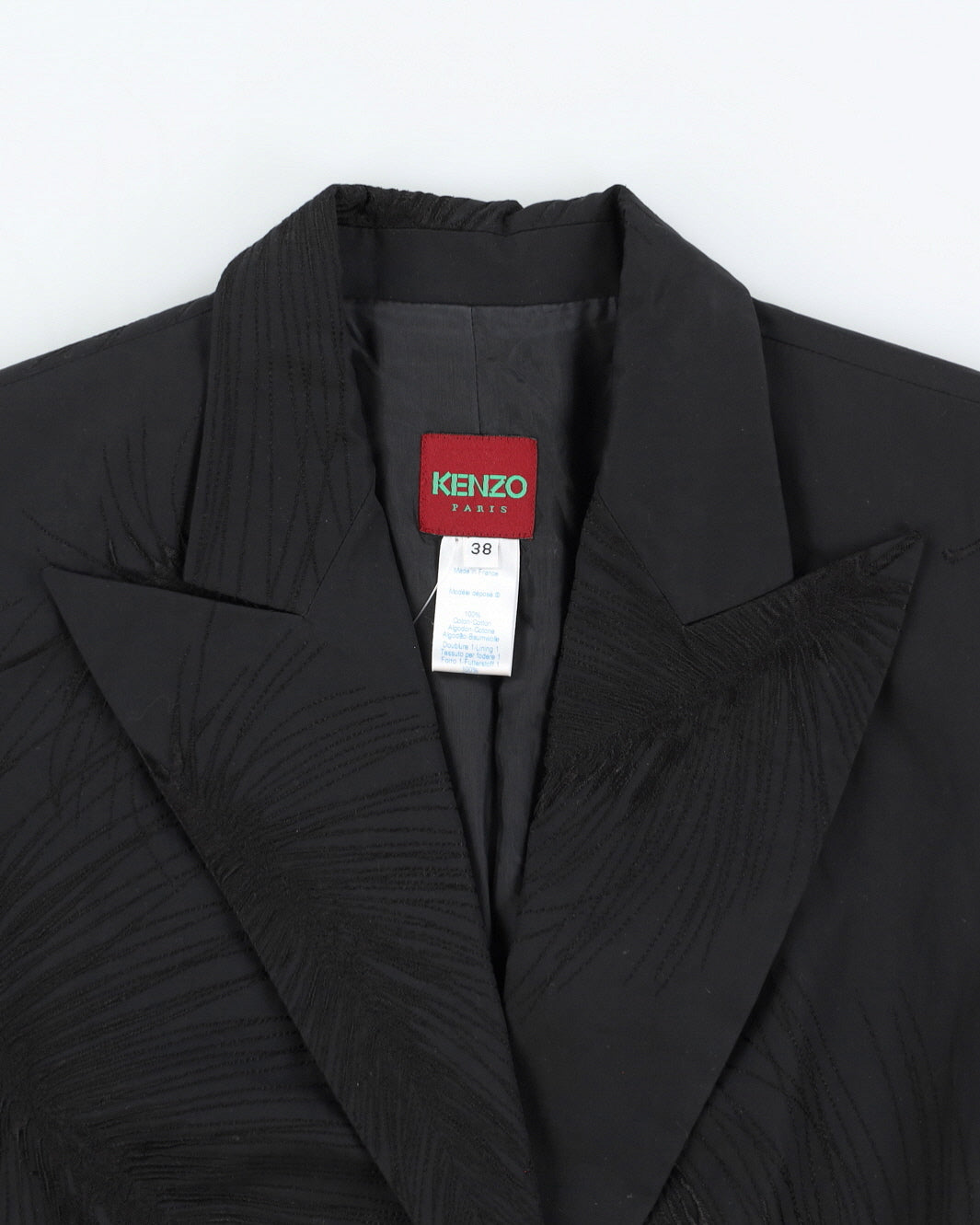 Kenzo Black Feather Pattern Blazer - S