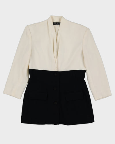 1990s Black and White Block Colour Blazer - S