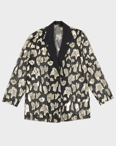 Black And Gold Lame Blazer Jacket - M