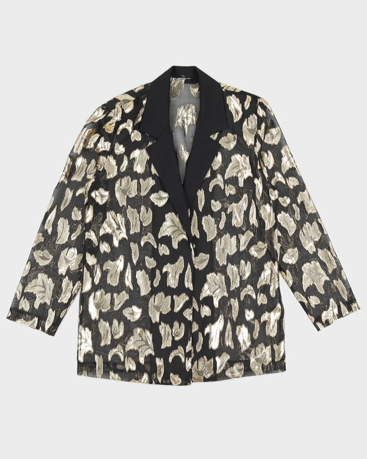 Black And Gold Lame Blazer Jacket - M
