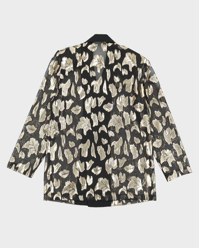 Black And Gold Lame Blazer Jacket - M