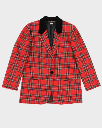 00s Red Tartan Blazer Jacket - L