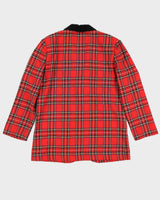 00s Red Tartan Blazer Jacket - L