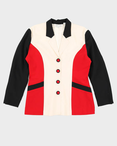 Block Colour Silk Blazer Jacket - M