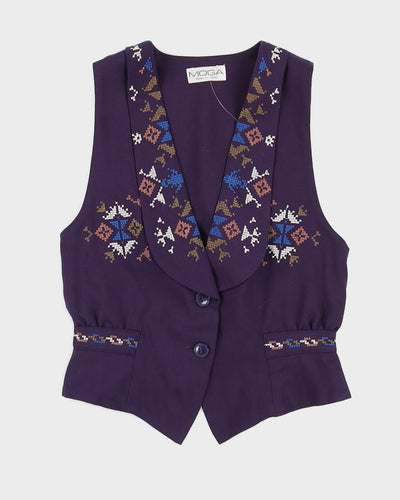 Plum Embroidered Waistcoat - S