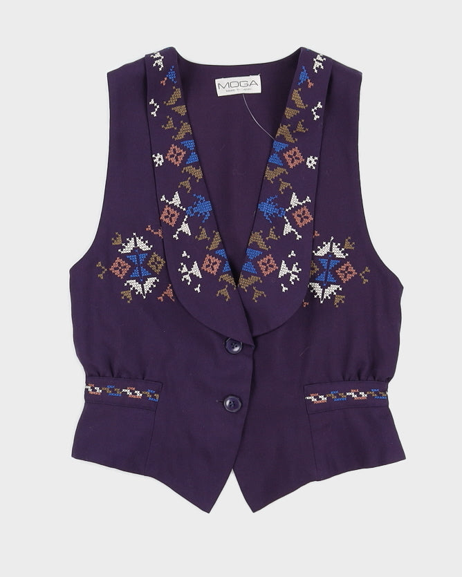 Plum Embroidered Waistcoat - S