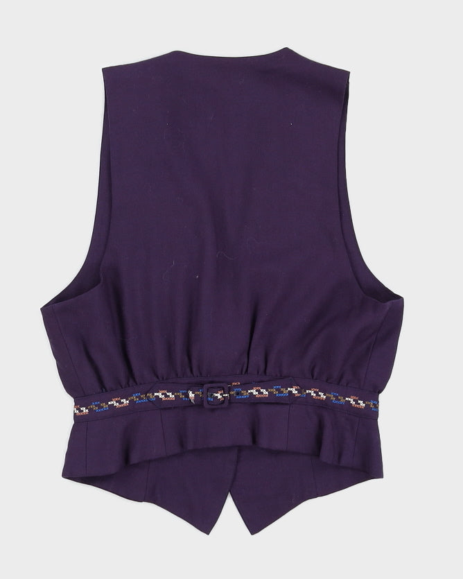 Plum Embroidered Waistcoat - S