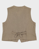Brown Patchwork Patterned Waistcoat - L