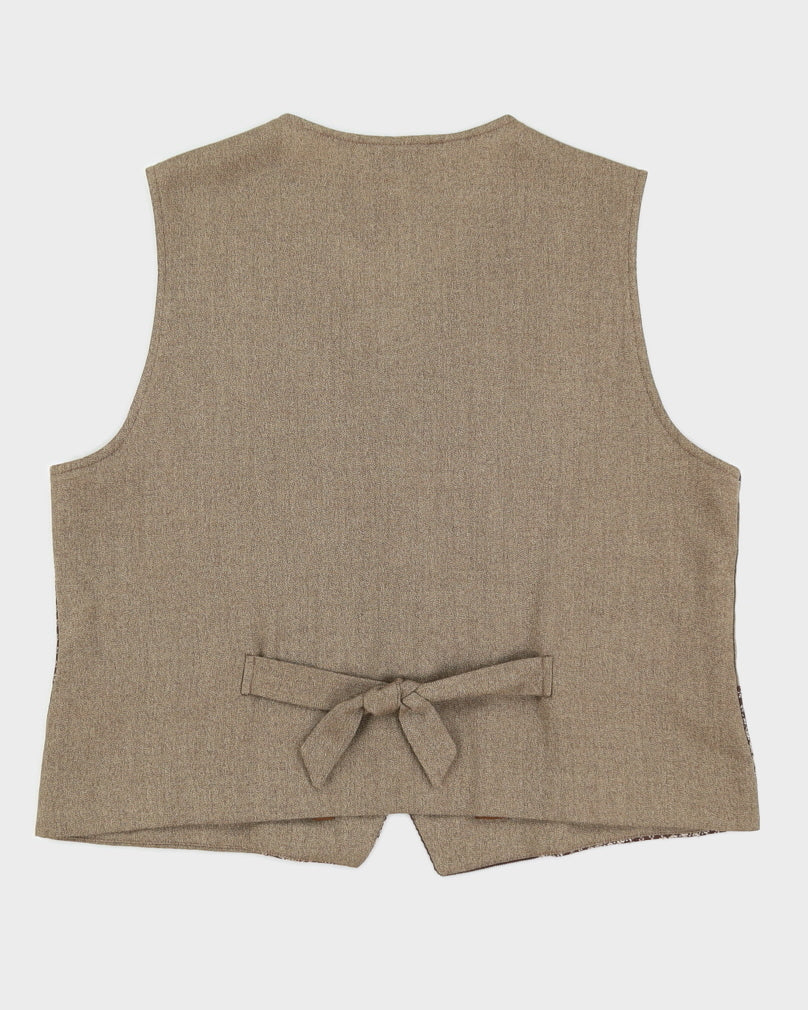 Brown Patchwork Patterned Waistcoat - L