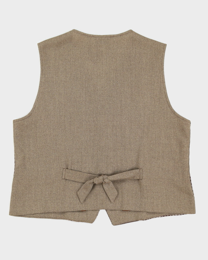 Brown Patchwork Patterned Waistcoat - L