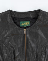 Vintage 90s Danier Black Leather Cropped Jacket Top - XS