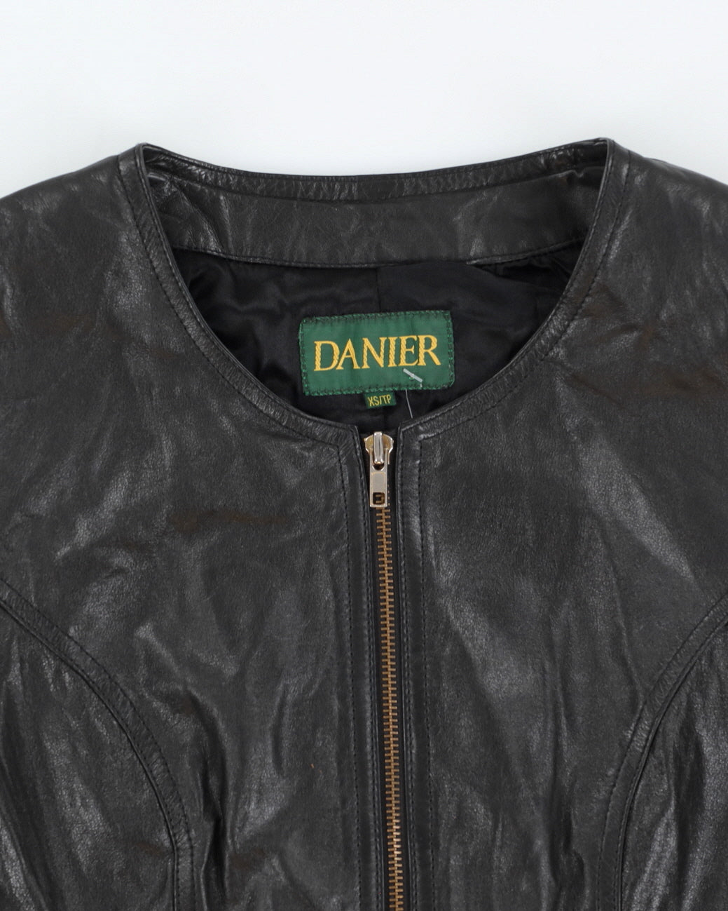 Vintage 90s Danier Black Leather Cropped Jacket Top - XS