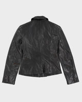 Y2K 00s Danier Women's Black Collared Leather Jacket - S