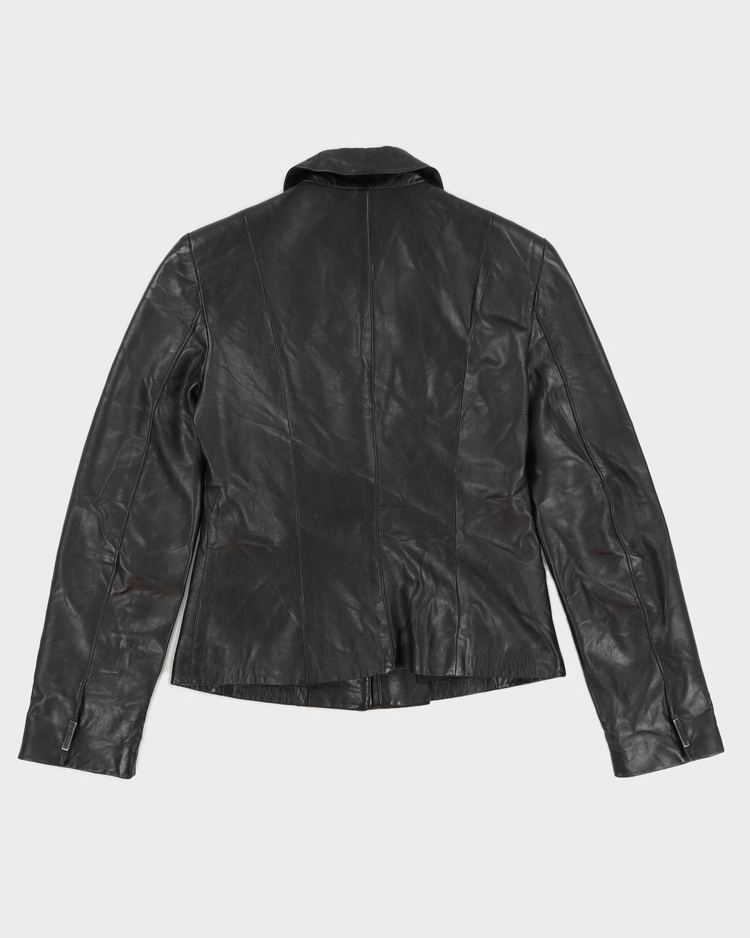 Y2K 00s Danier Women's Black Collared Leather Jacket - S