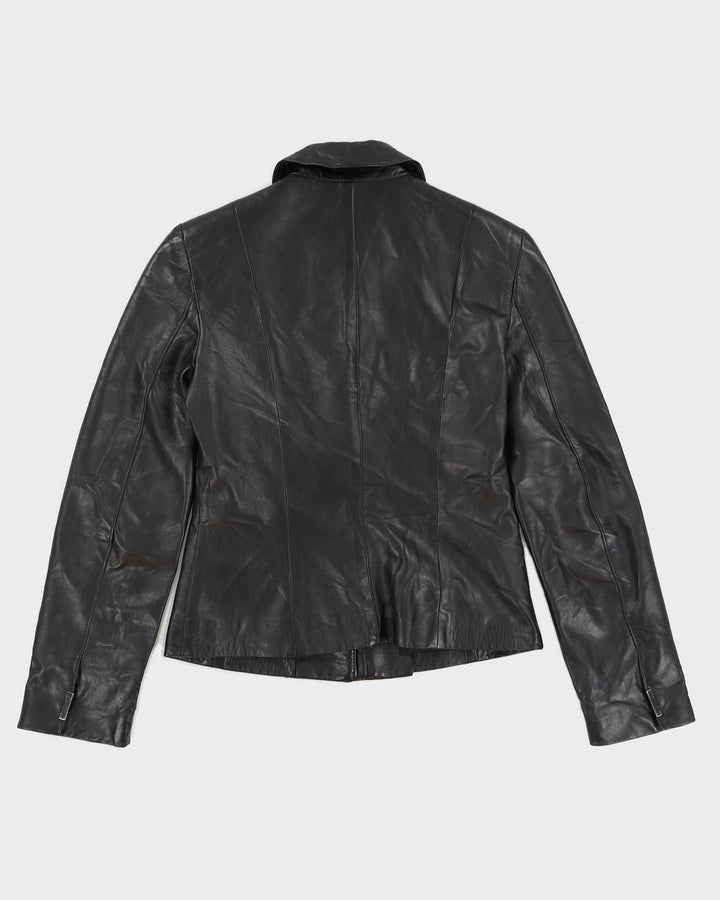 Y2K 00s Danier Women's Black Collared Leather Jacket - S