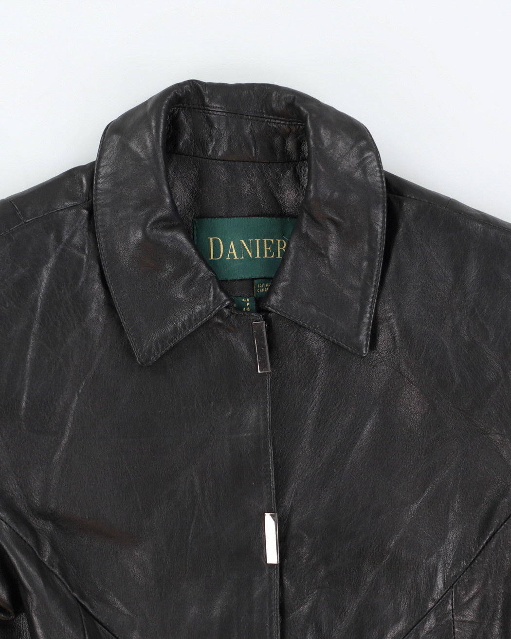 Y2K 00s Danier Women's Black Collared Leather Jacket - S