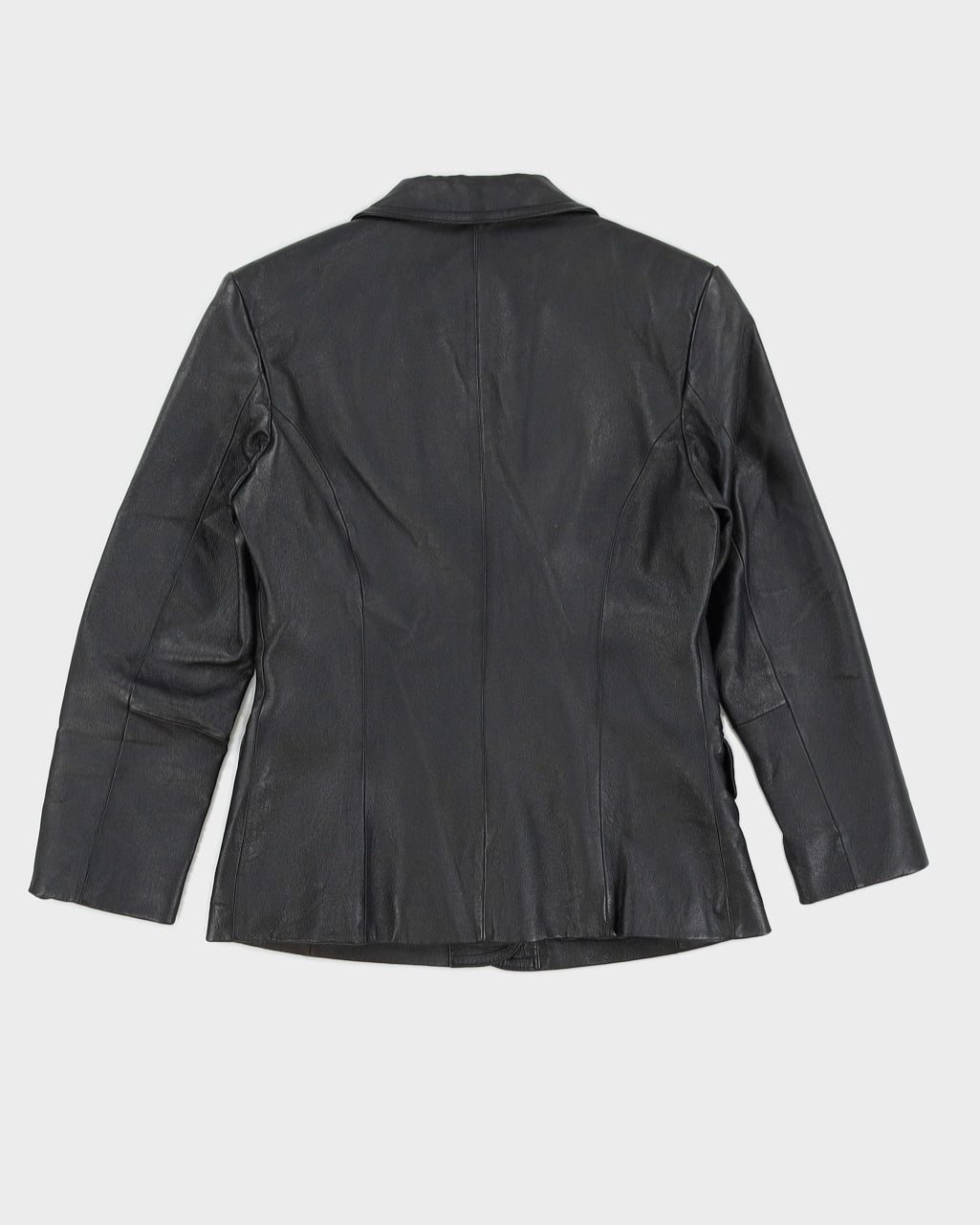 Vintage 00s Clio Black Leather Fitted Blazer - S