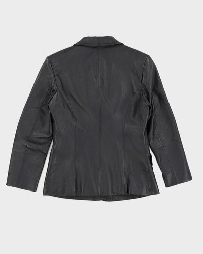 Vintage 00s Clio Black Leather Fitted Blazer - S