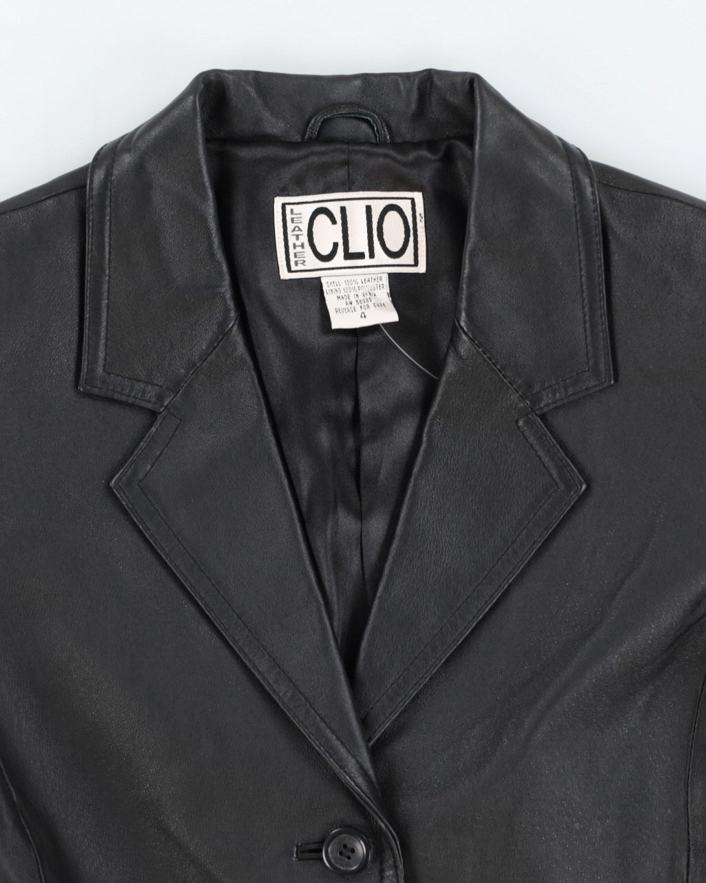 Vintage 00s Clio Black Leather Fitted Blazer - S
