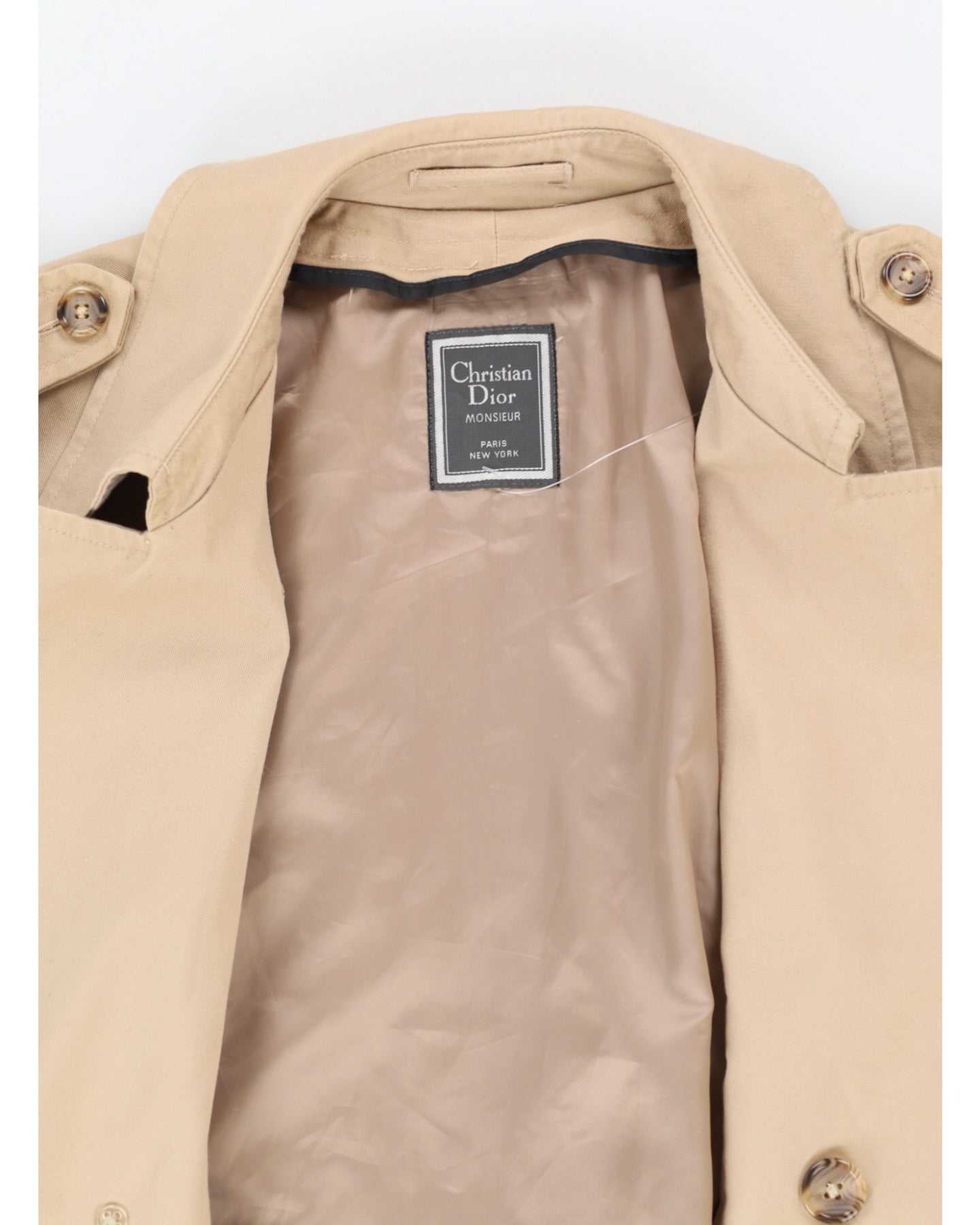Vintage Christian Dior Double Breasted Beige Mac Coat - L