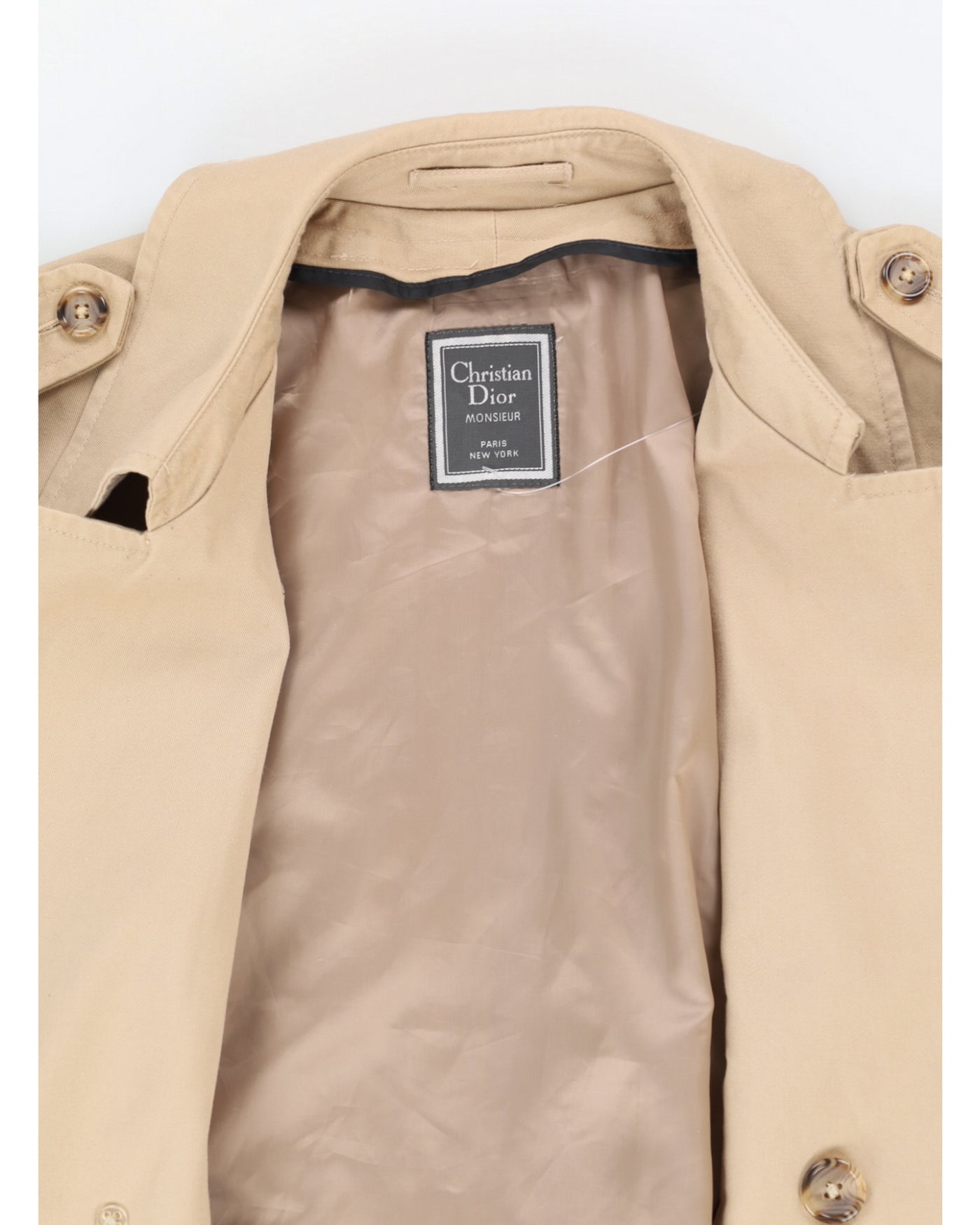 Vintage Christian Dior Double Breasted Beige Mac Coat - L