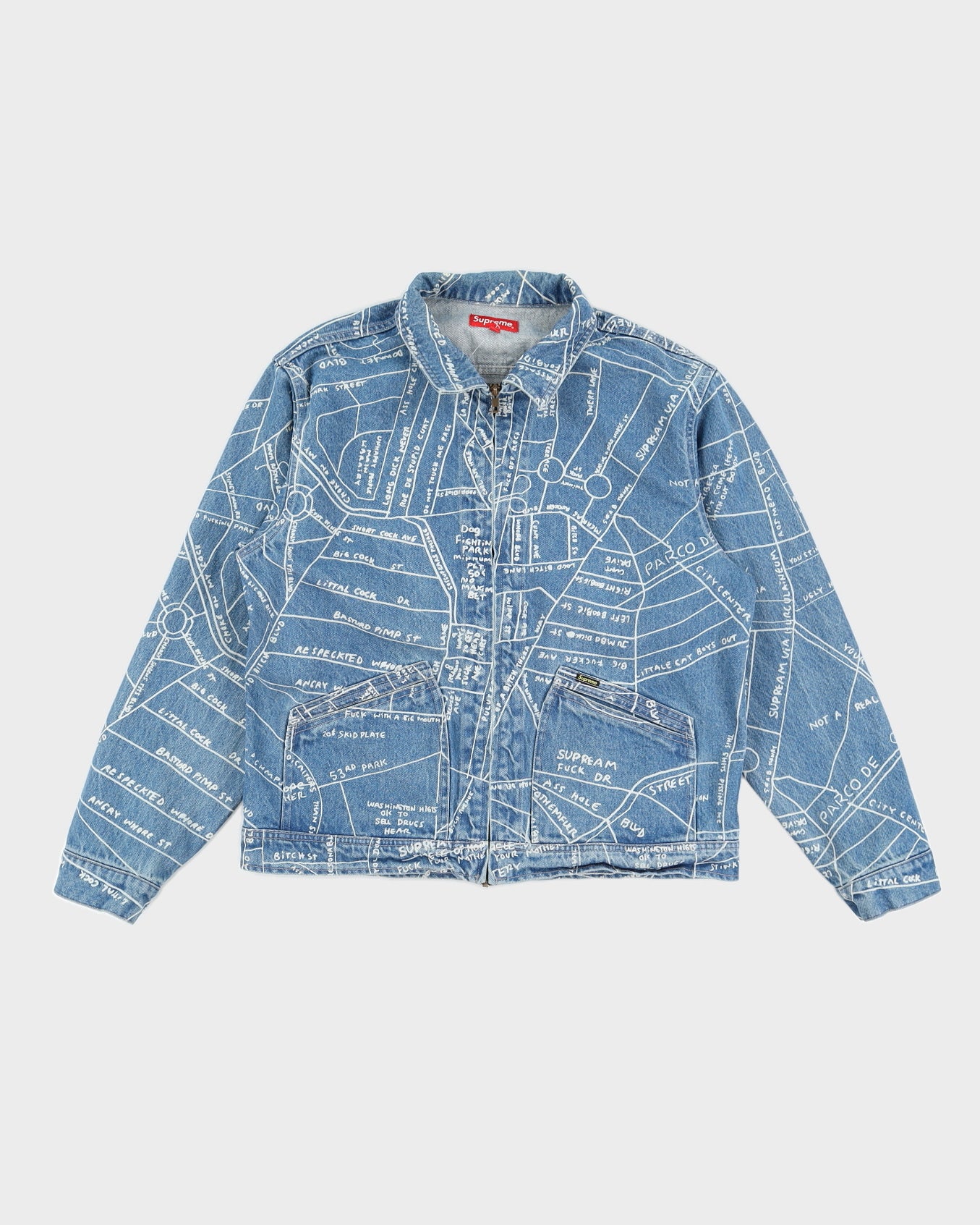 Supreme All Over Print Denim Classic Zip Jean Jacket - L