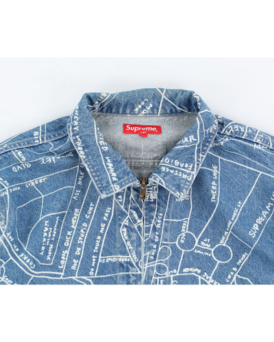 Supreme All Over Print Denim Classic Zip Jean Jacket - L