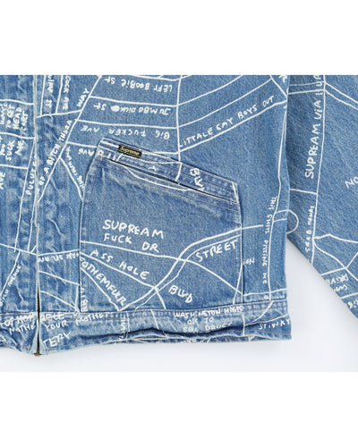 Supreme All Over Print Denim Classic Zip Jean Jacket - L