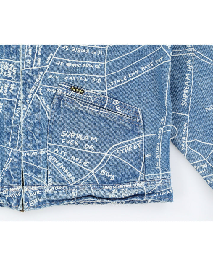 Supreme All Over Print Denim Classic Zip Jean Jacket - L