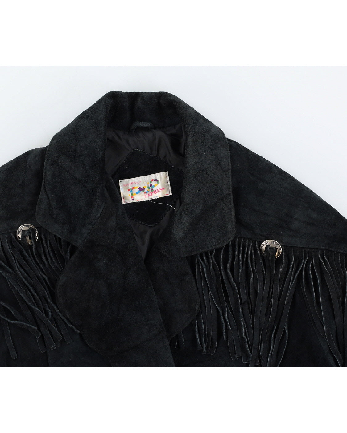 Vintage 80s Black Cropped Suede Tassel Jacket - M