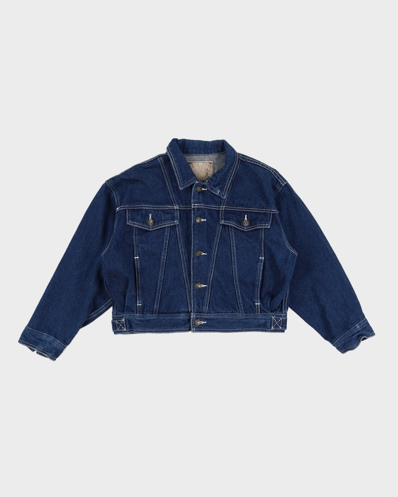 Vintage 90s Dark Wash World Jeans Denim Cropped Jacket - M